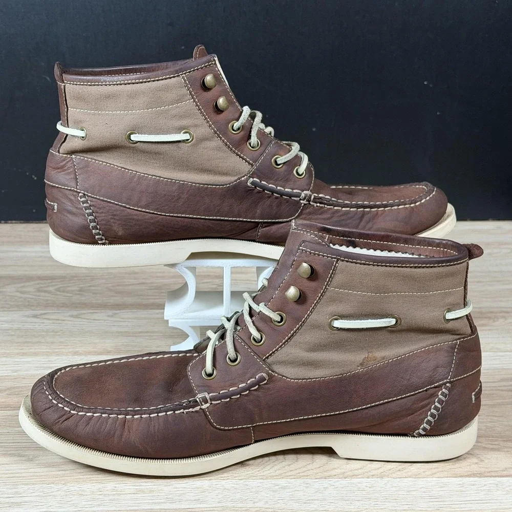 Cole Haan Chukka Boots Mens Size 13 Brown White Yacht Club Leather Preppy C10060